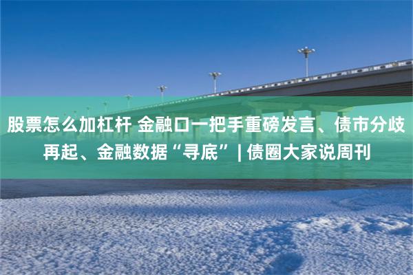 股票怎么加杠杆 金融口一把手重磅发言、债市分歧再起、金融数据“寻底” | 债圈大家说周刊